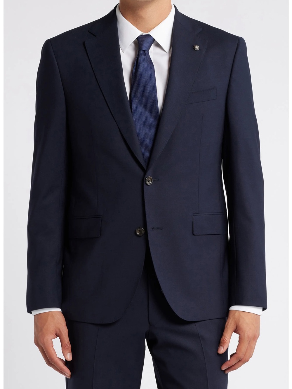Jack Victor Men's Classic Navy Two-Button Wool Suit Jacket - 40R